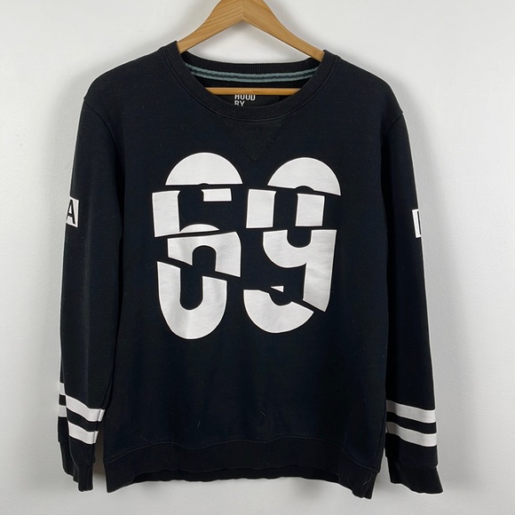 Hood by Air Tops - Hood by Air Split 69 Crewneck Black/White Sweatshirt - XL